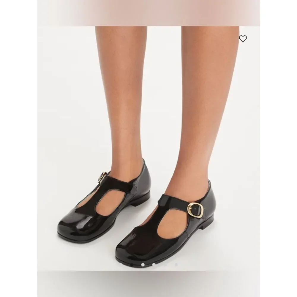 Tory Burch Violet T Strap Shoe in Velvet Black